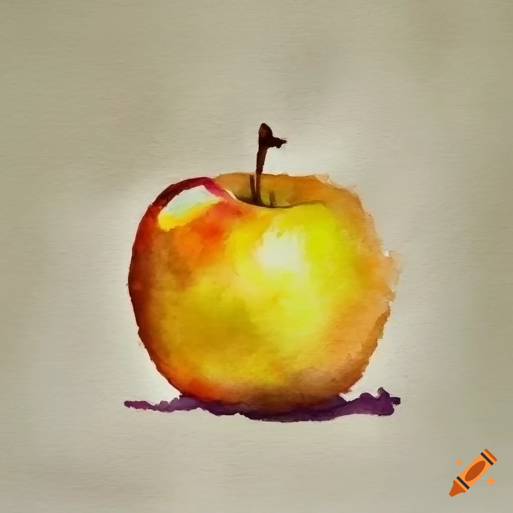 Yellow apple watercolor painting on Craiyon
