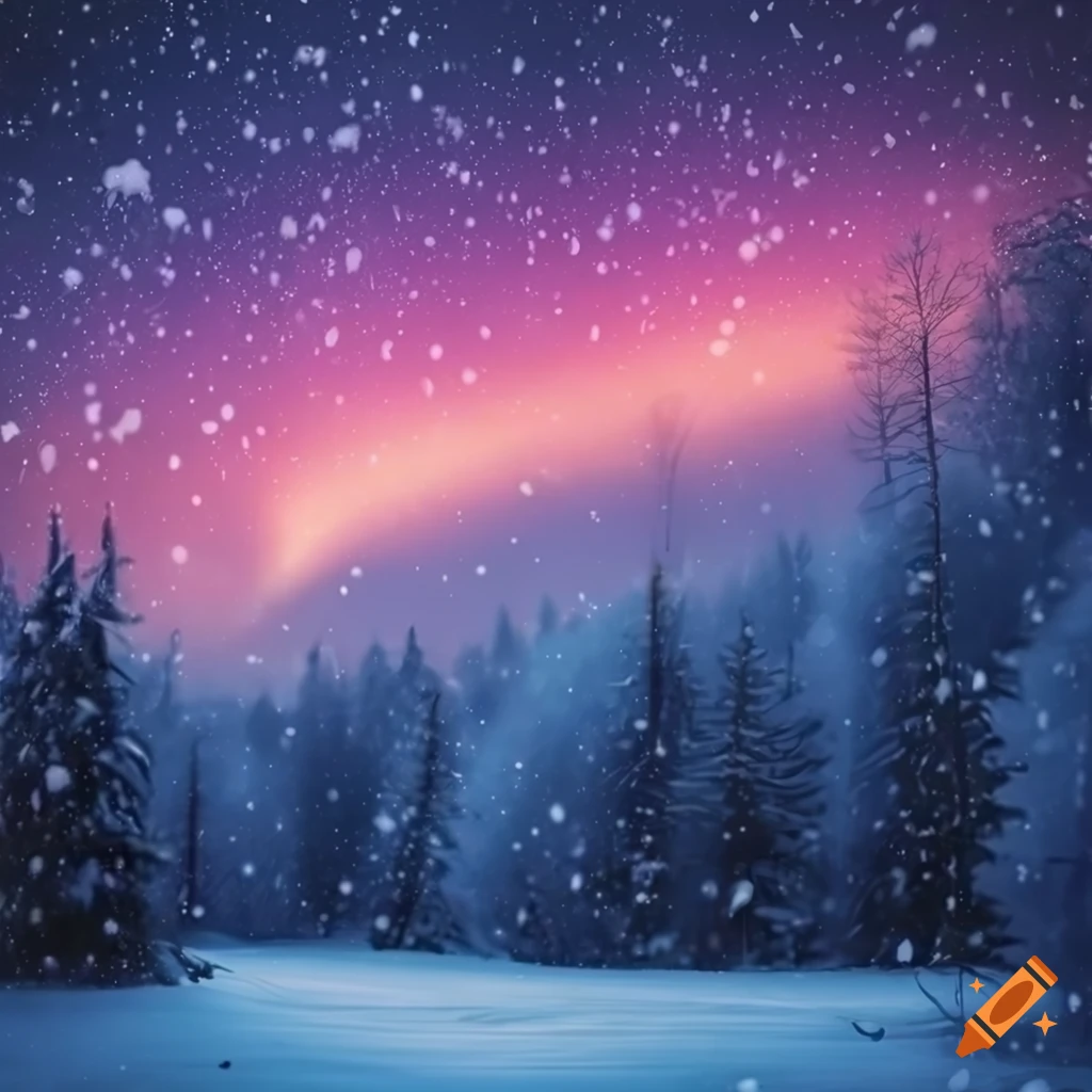 portrait of a snowy winter night sky