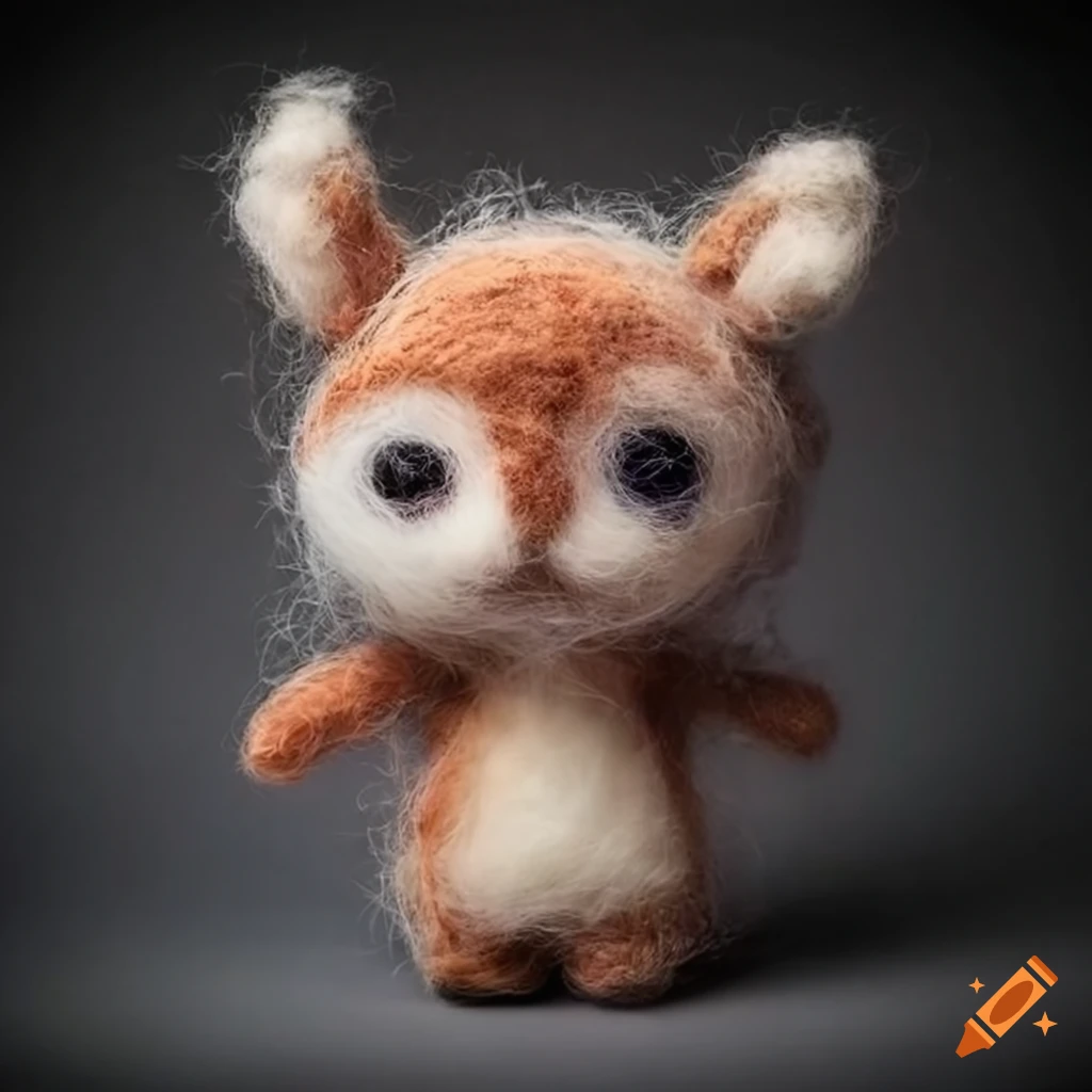 felted wool creatures with unique outfits