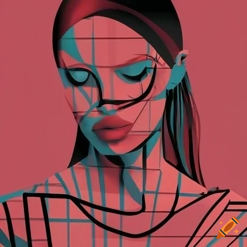 silhouette of abstract geometric female portrait