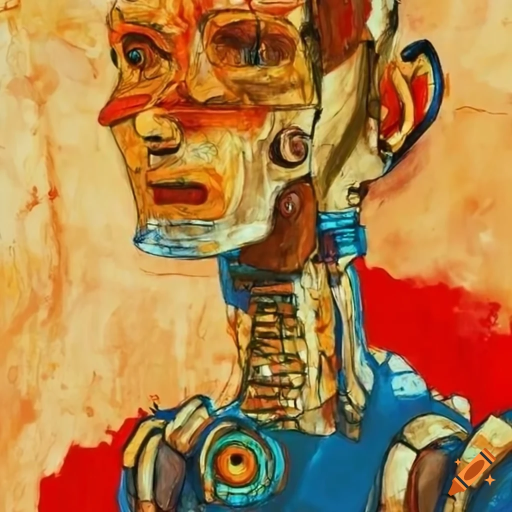 Robot in the style of egon schiele on Craiyon