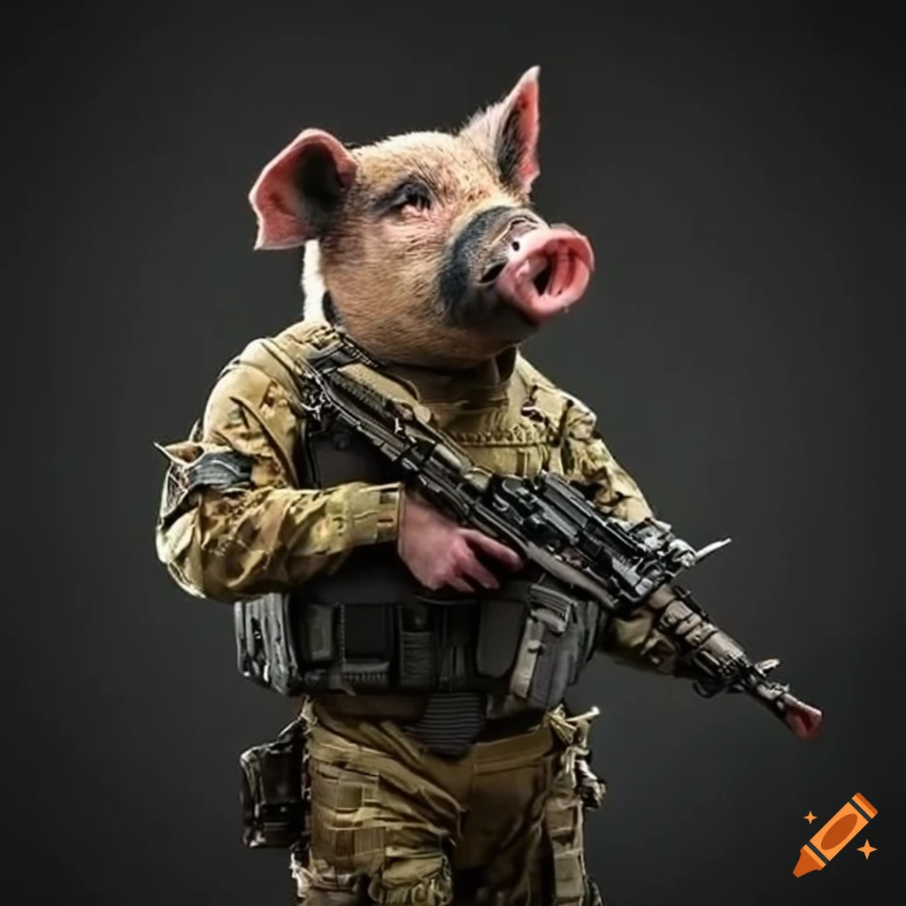funny tactical military pig