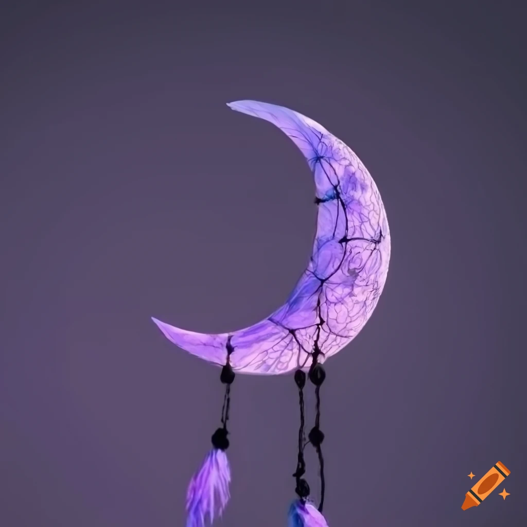 minimalistic crescent moon with a dreamcatcher