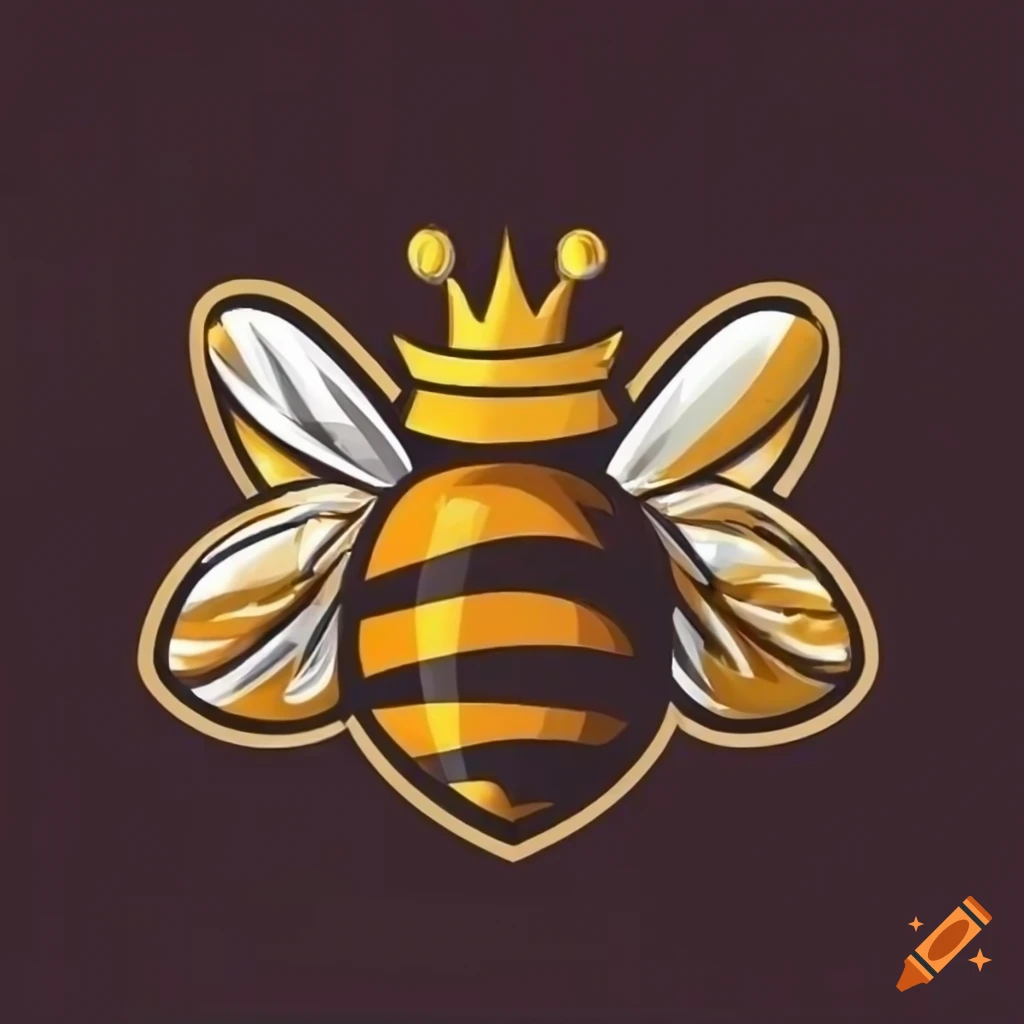 sports team mascot logo of a queen bee with crown and stinger