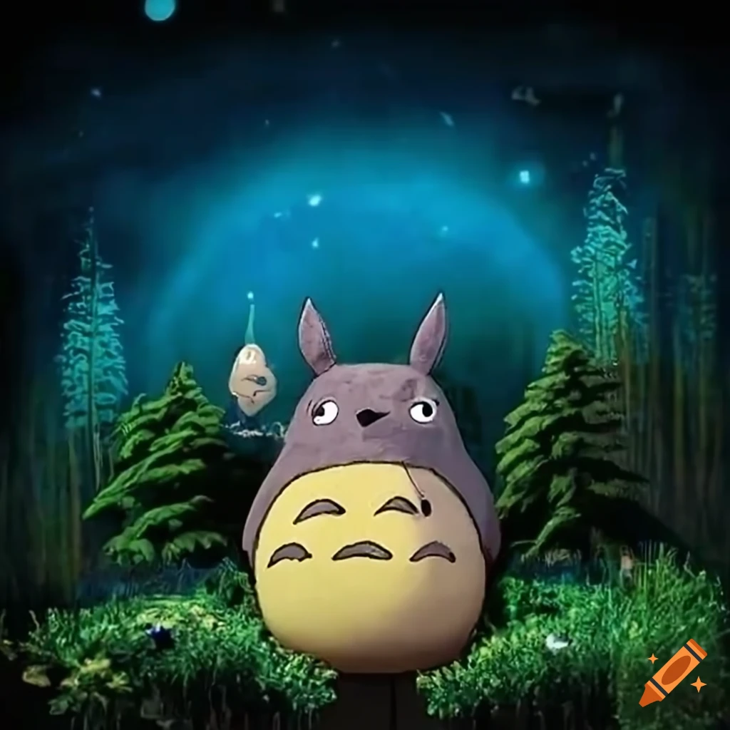 Totoroinspired diorama video game with glittery moon meadow on Craiyon