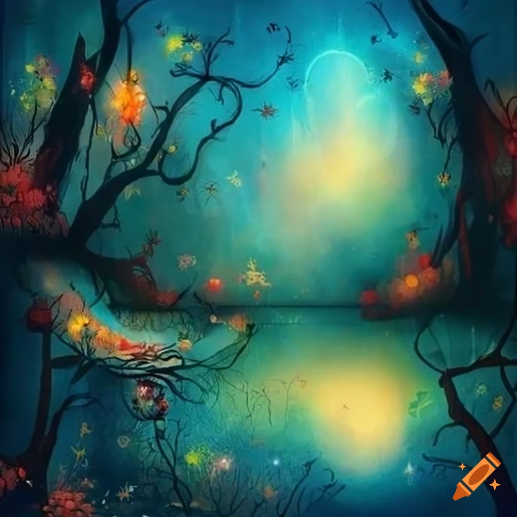Artistic room with fairies and blue poppy theme on craiyon