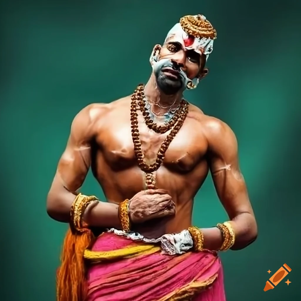 Image of a hindu sage bodybuilder with rudraksha beads