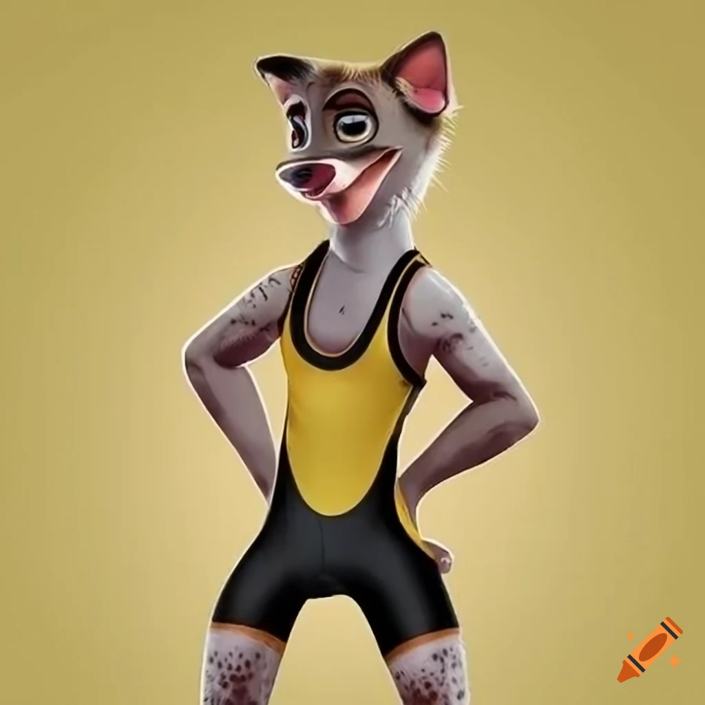 Cute Anthro Australian Shepherd Boy In Wrestling Singlet 0540