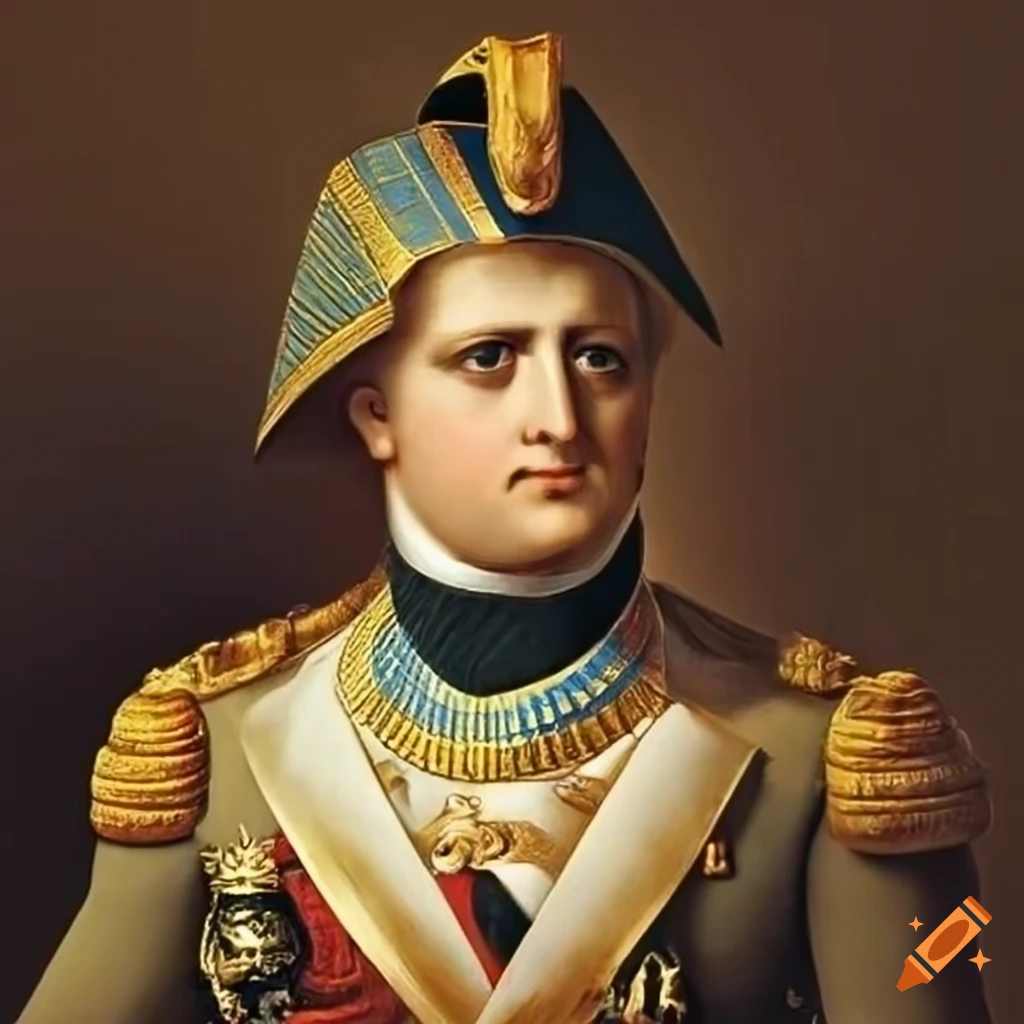 Portrait of napoleon wearing a pharaoh's nemes on Craiyon