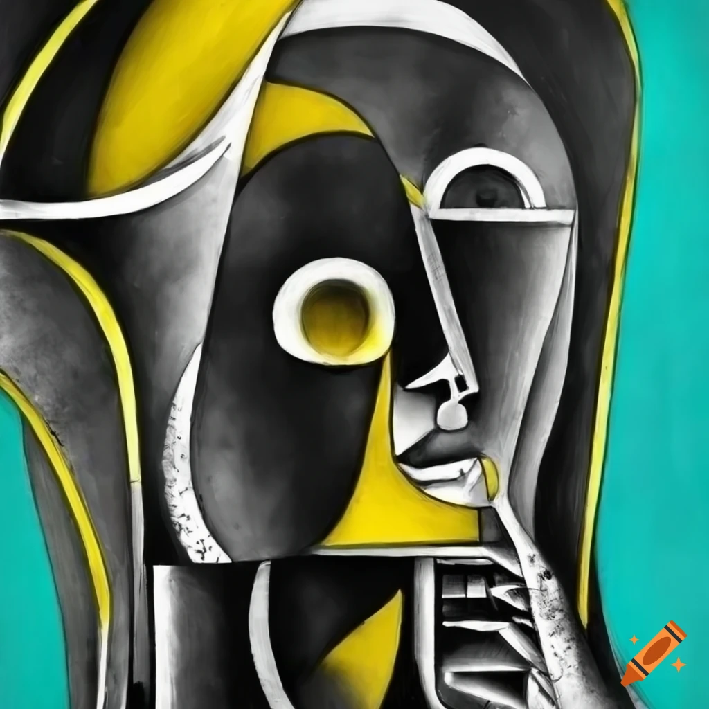 black and white surrealist cubist artwork
