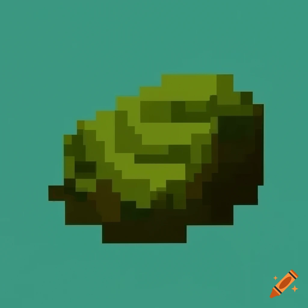 Detailed pixel art of a moss-covered boulder