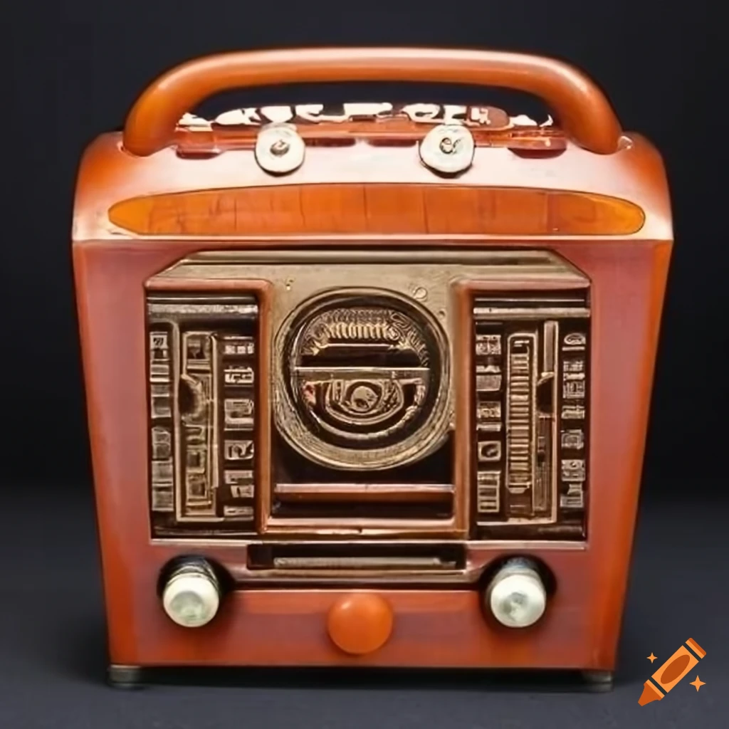 Mayan glyphs-inspired 1930s bakelite radio