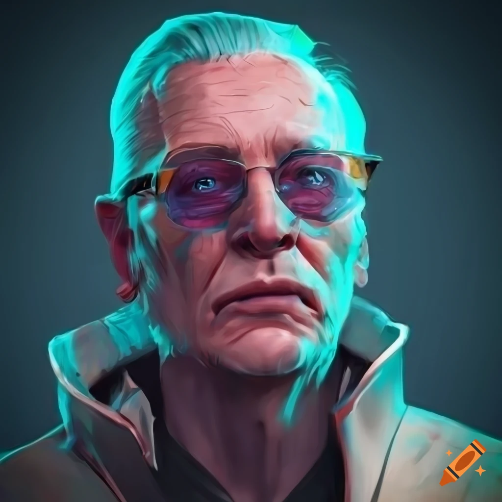 portrait of a mature cyberpunk businessman