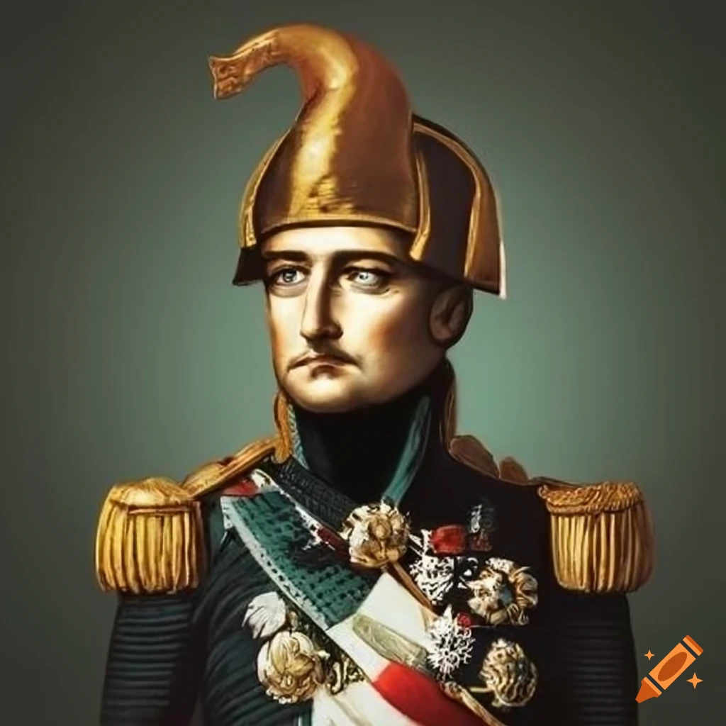 Napoleon bonaparte wearing a samurai helmet