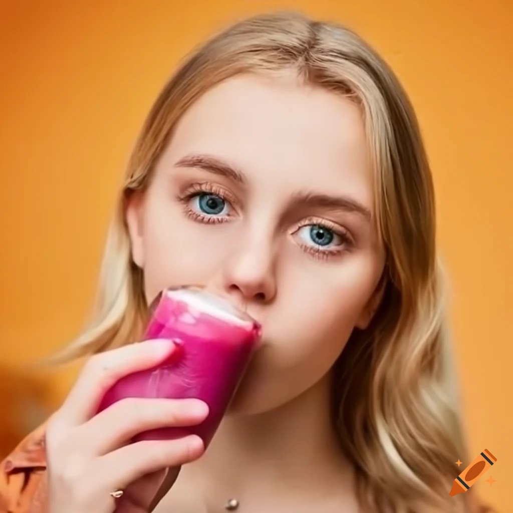 young British woman enjoying a smoothie