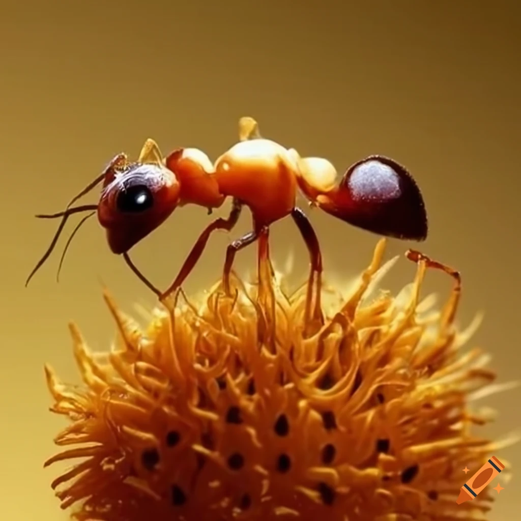 close-up-of-ants-in-a-golden-syrup-chamber-on-craiyon