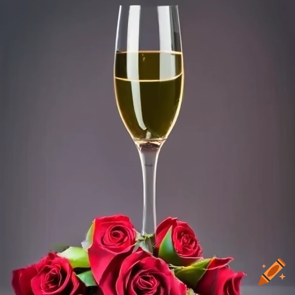 Red roses and champagne for a romantic gesture