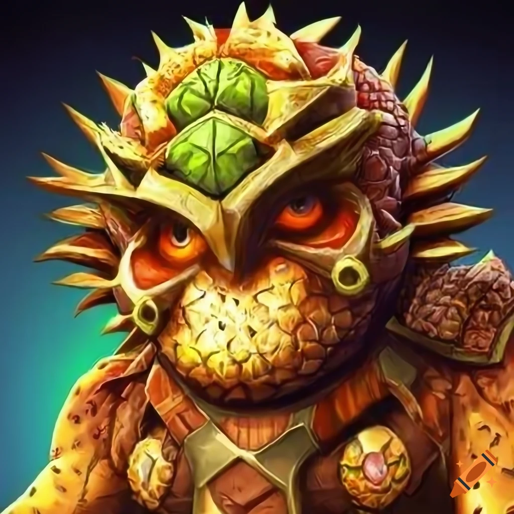 Detailed art of a pineapple warrior with pizza armor on Craiyon