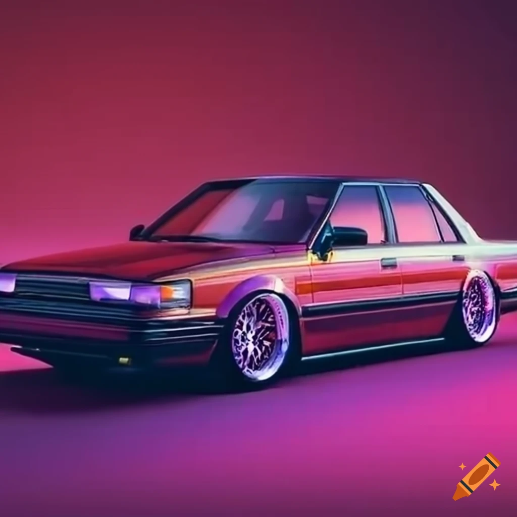 vibrant 80s ad of a customized Toyota Camry with candy-themed design