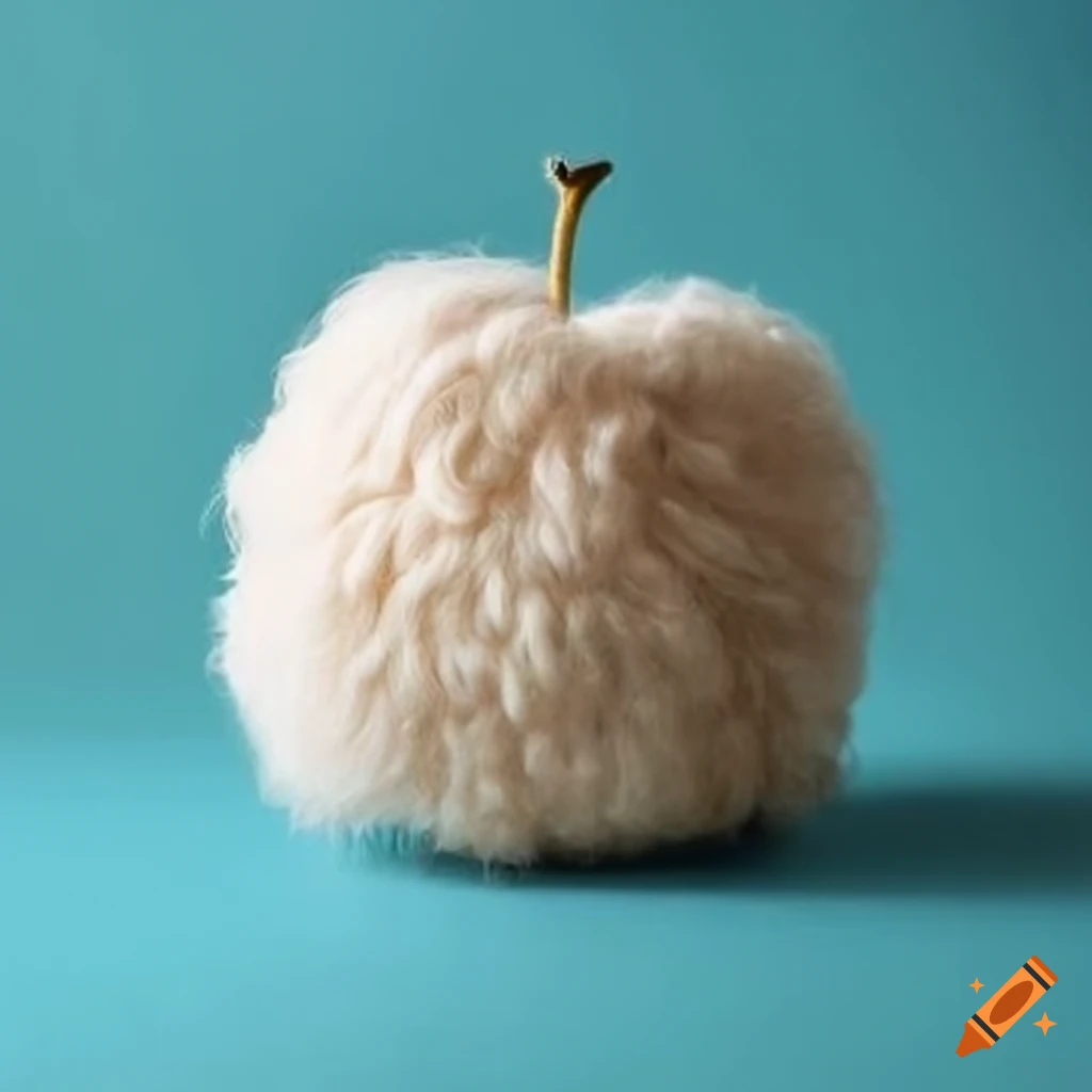 apple covered in fluffy white sheep wool
