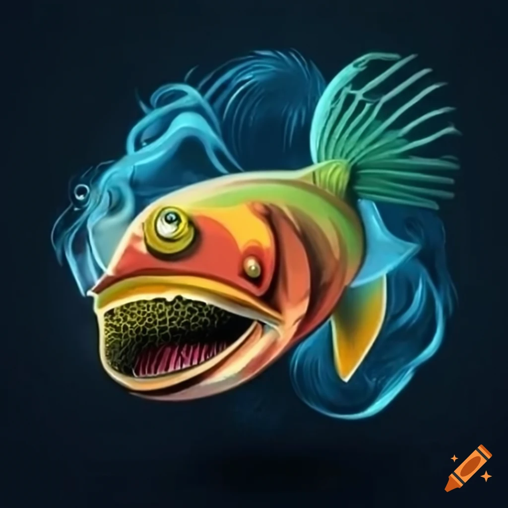 Humorous image of a bass fish smoking a joint on Craiyon