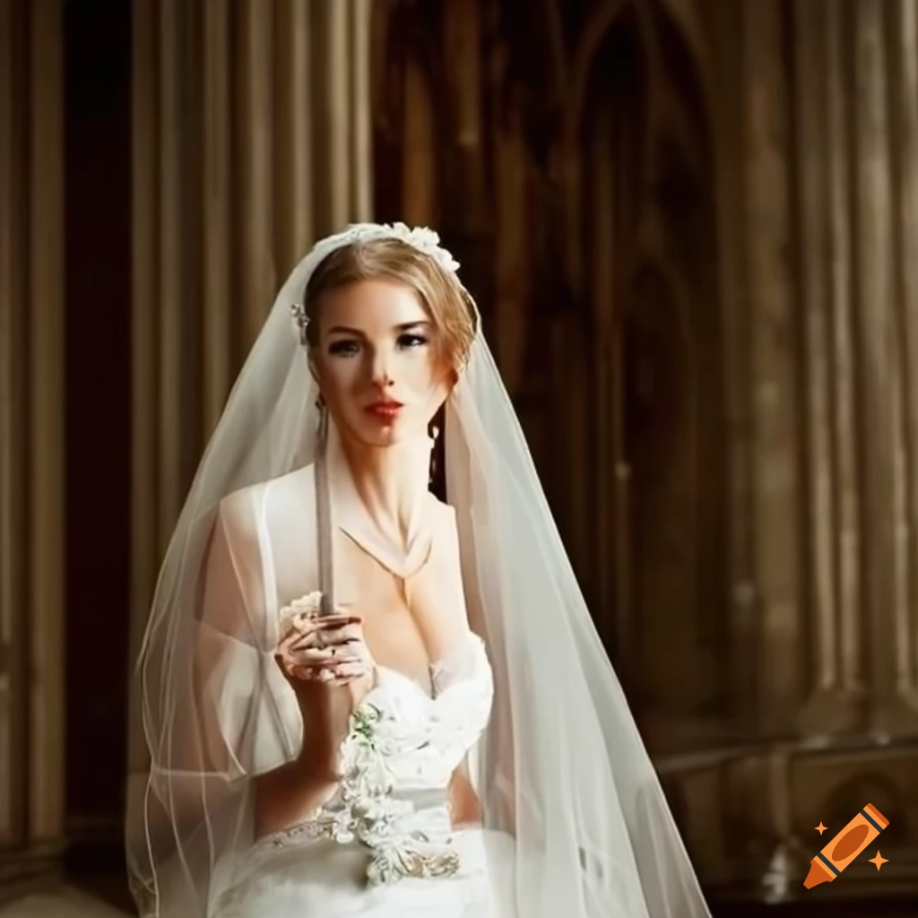 bride standing in a cathedral