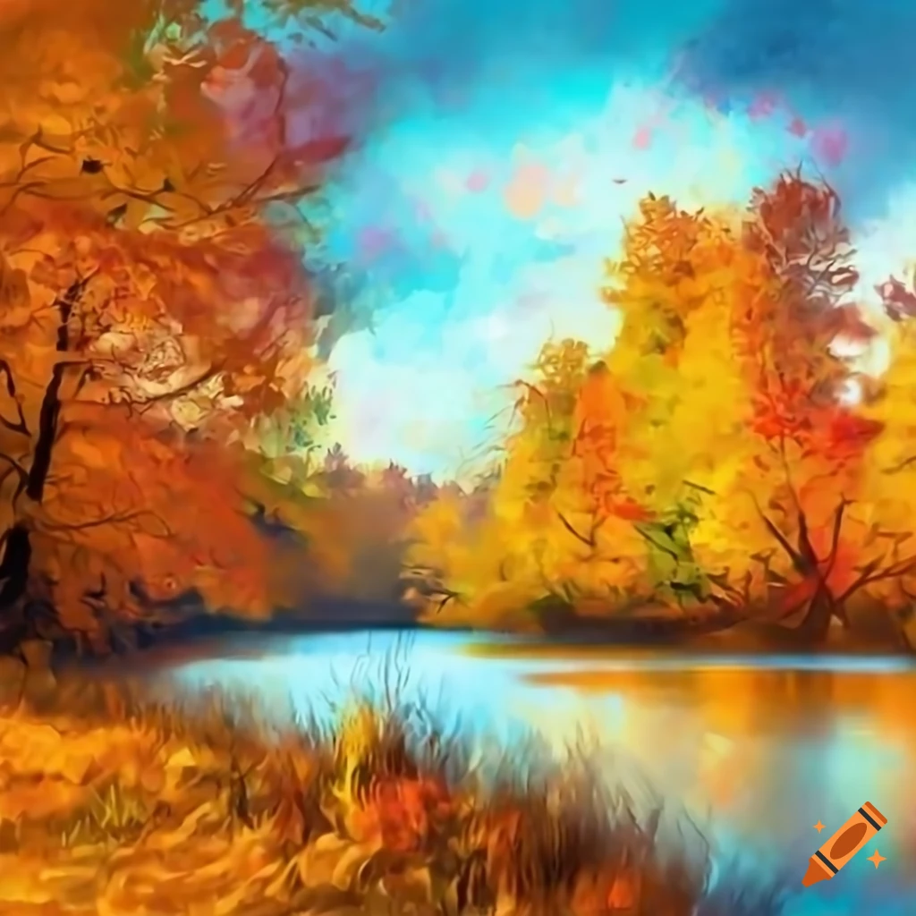 Digital painting of autumn landscape