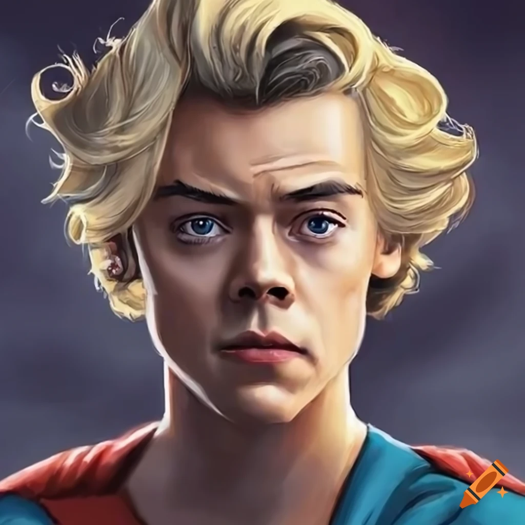 fan art of Harry Styles as blonde Superman