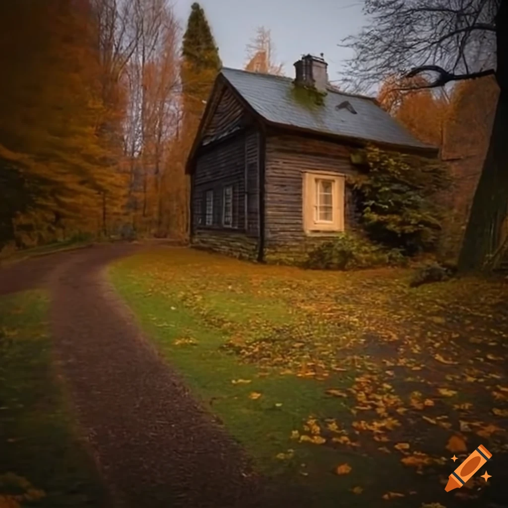haunted cottage in the autumn countryside
