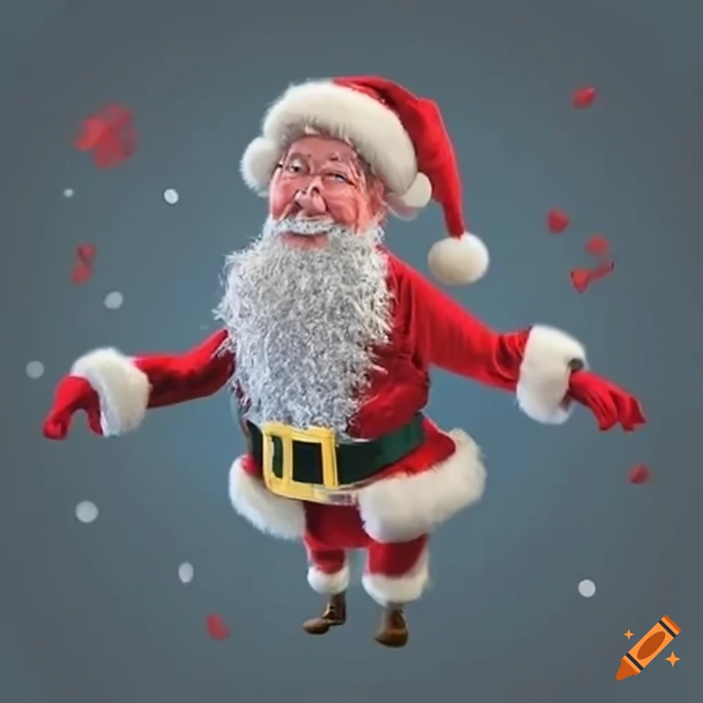 funny image of Santa dancing and hurting himself
