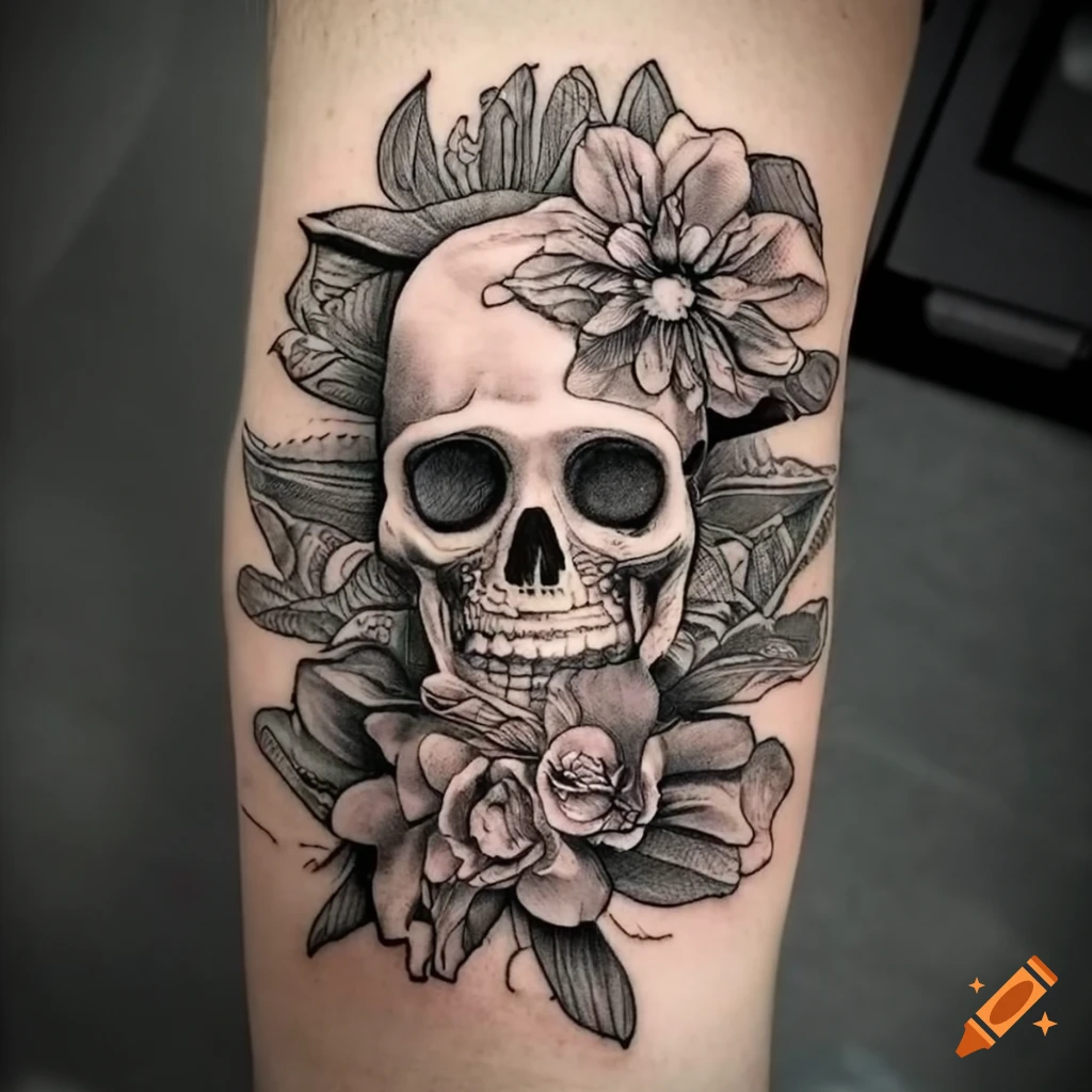 Dog skull tattoo framing my dog bite scar done by Cristina from Hell to  Pay, London UK : r/tattoos