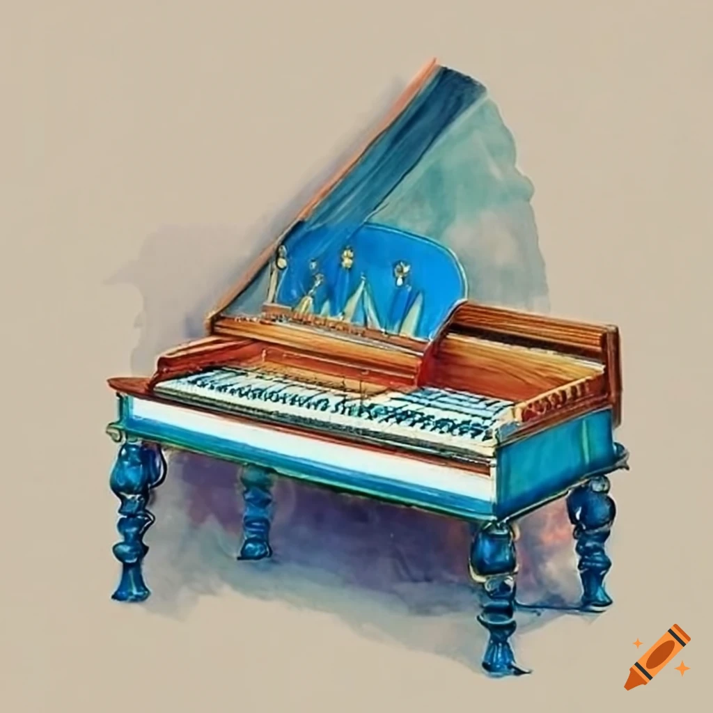 Blue rabbit playing a harpsichord on Craiyon