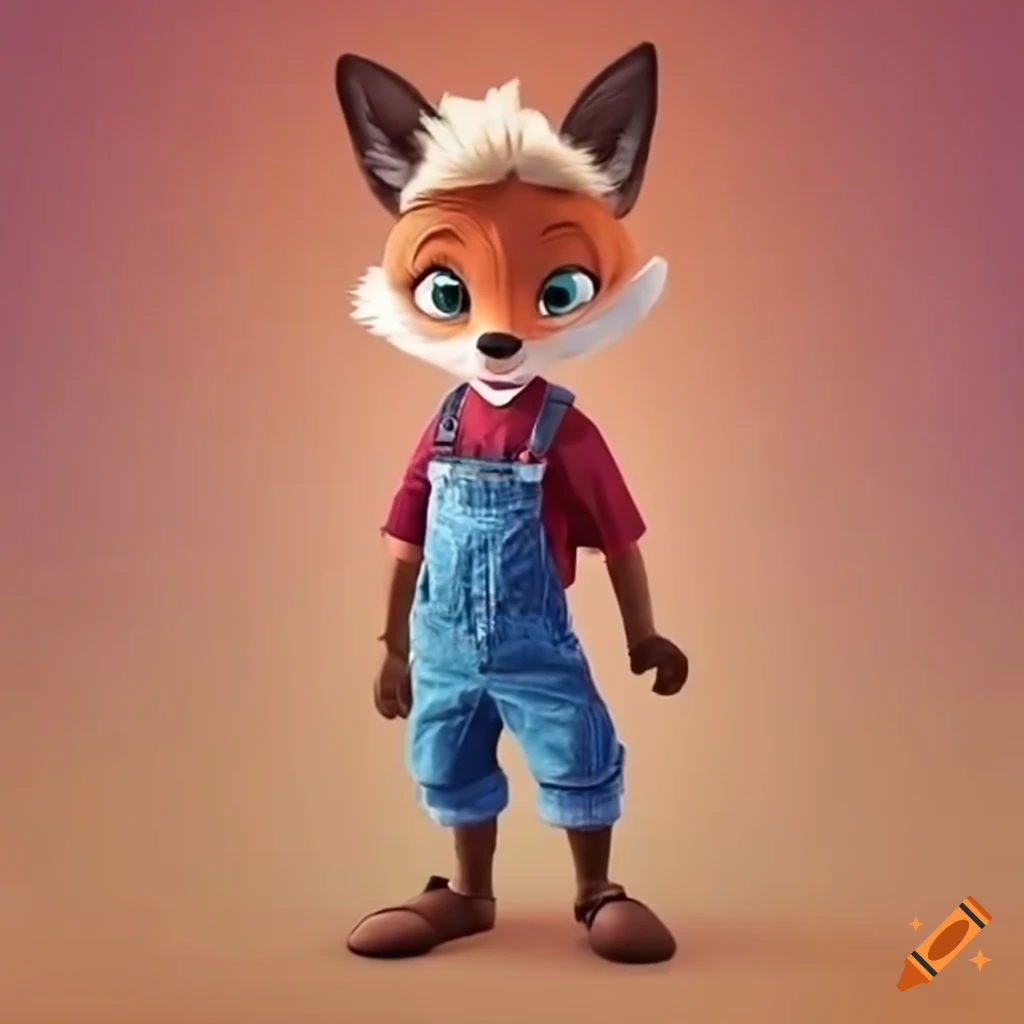 Disney character fox wearing overalls