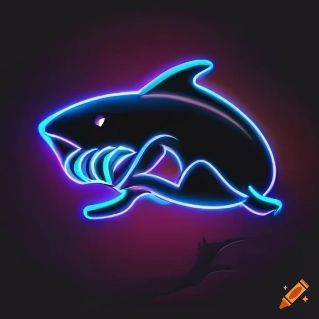 Neon shark gaming logo on Craiyon