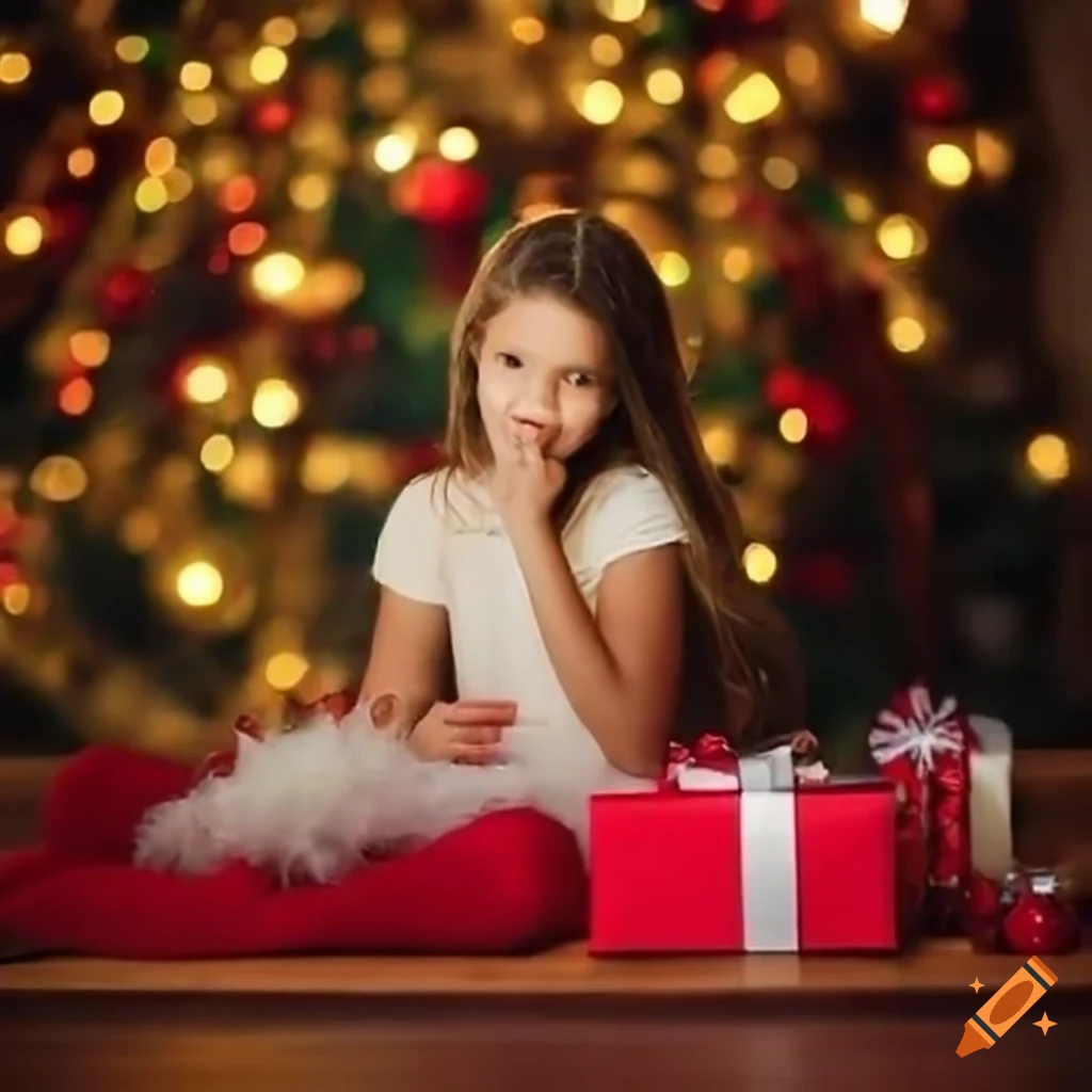 child opening a Christmas gift with joy