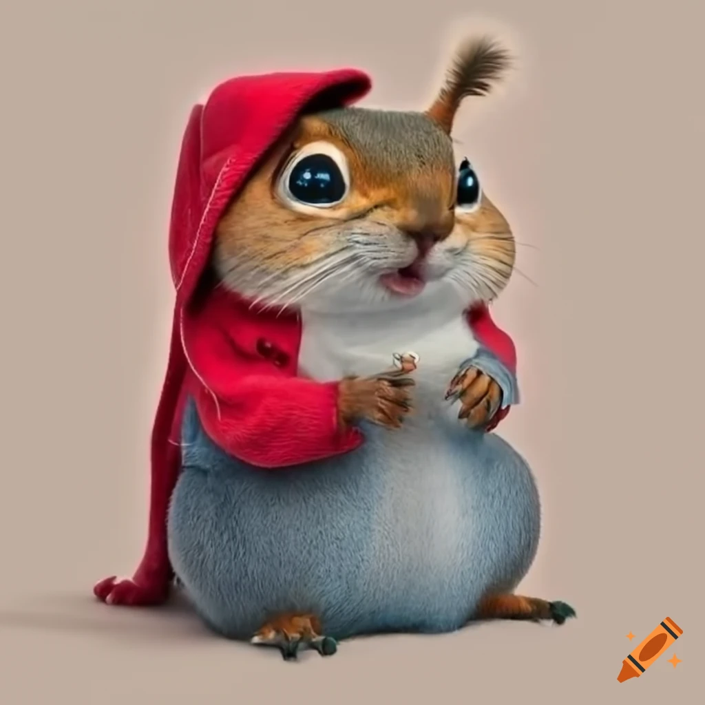 Anthropomorphic squirrel wearing hoodie and jeans on Craiyon