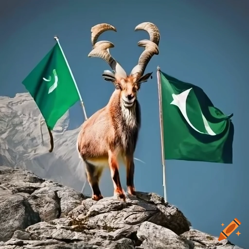 pakistan-markhor-standing-on-mountain-with-flag-on-craiyon