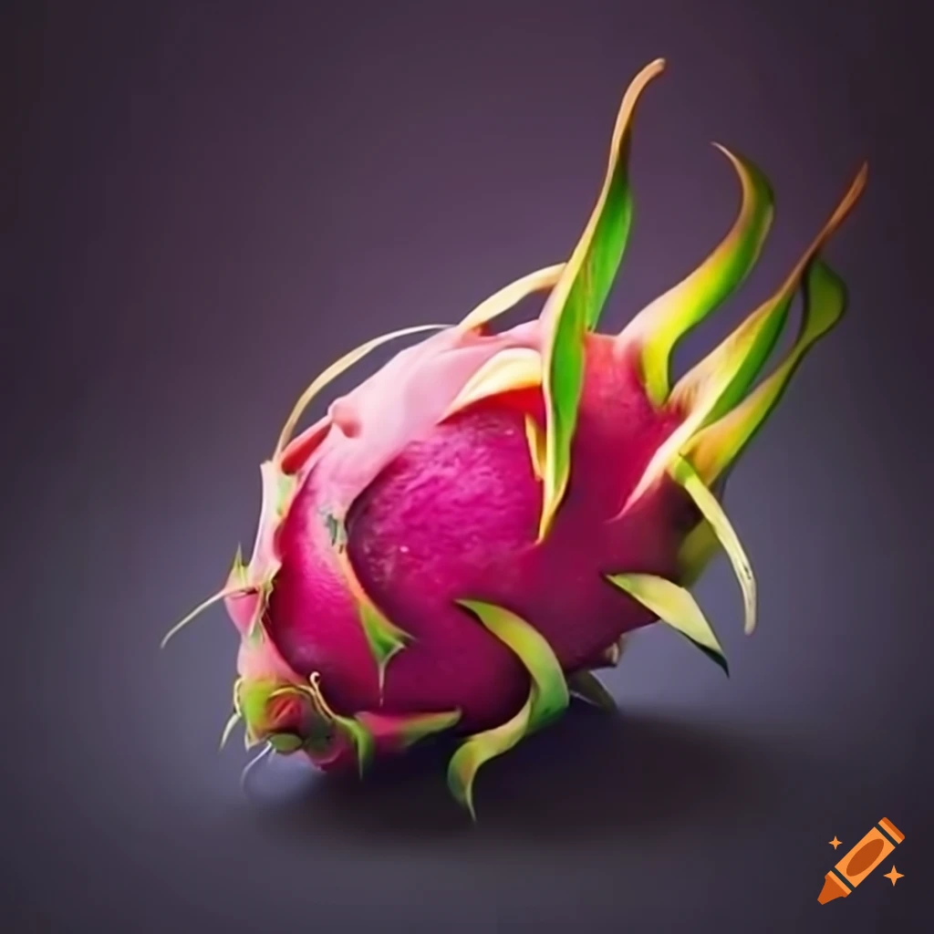 kitten playing with a dragon fruit