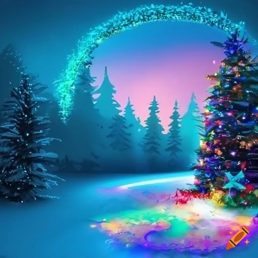 Christmas tree with vibrant colored lights as iphone wallpaper on Craiyon