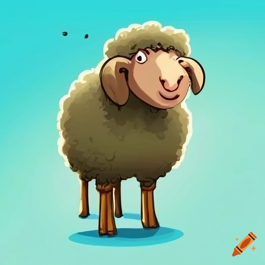 Comic Illustration Of A Sheep Cutting Wood On Craiyon 4614