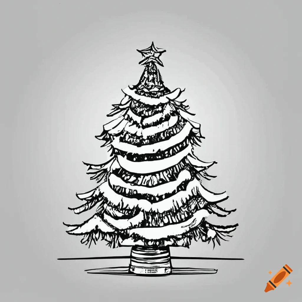 Cartoon Christmas Tree On Light Background On Craiyon christmas-tree-coloring-page-easy-drawing-guides