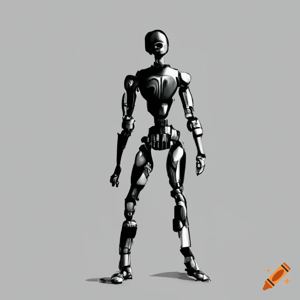 full-scale humanoid robot on white background