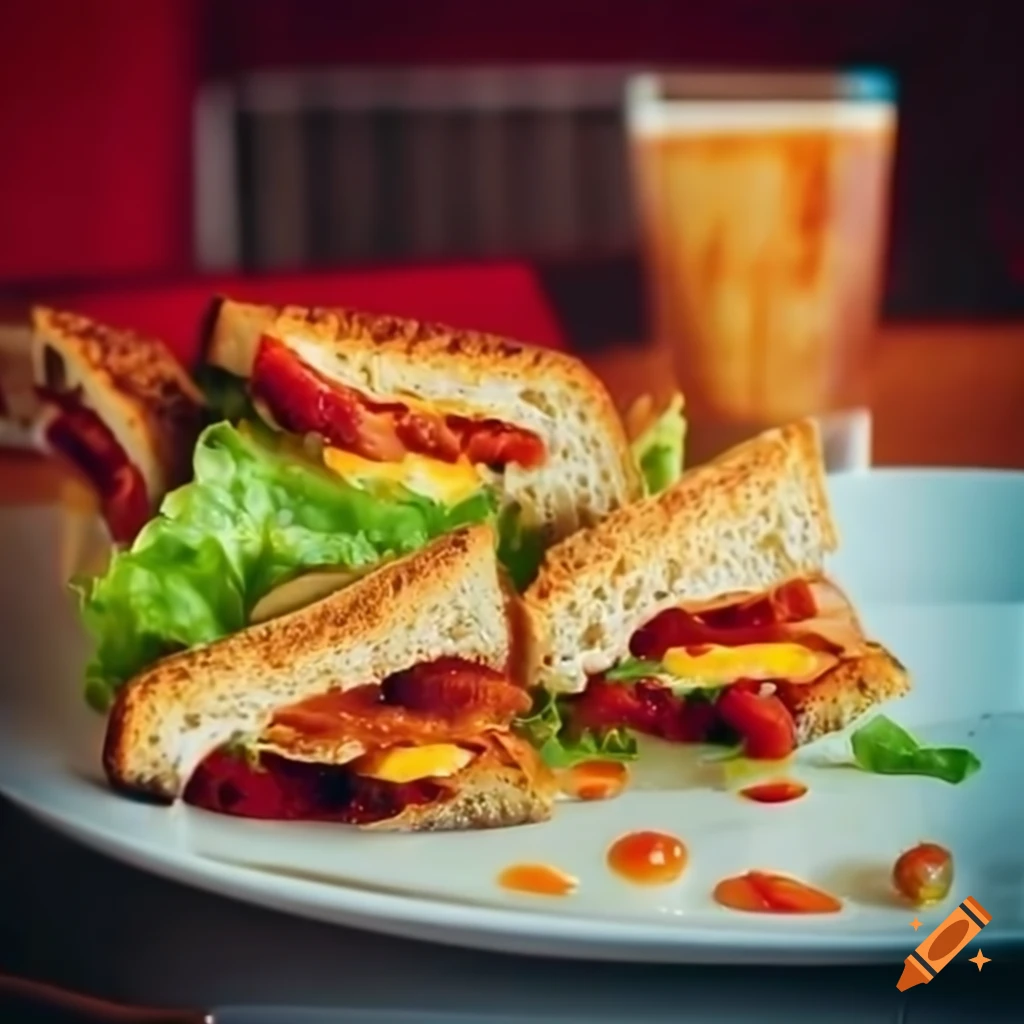 delicious cheese and chili pepper sandwich with tomato soup