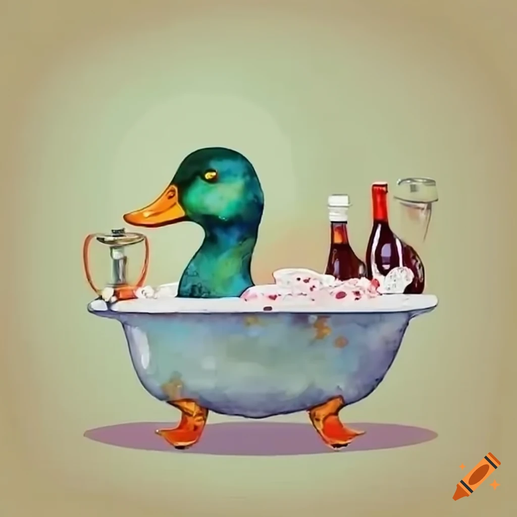 Duck in a fancy bath with wine on Craiyon