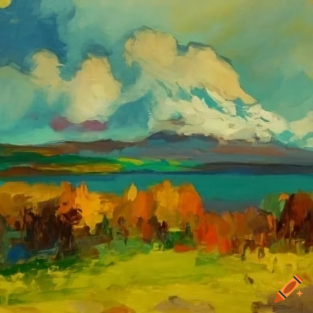 Russian Far East landscape in Scottish Colourists style