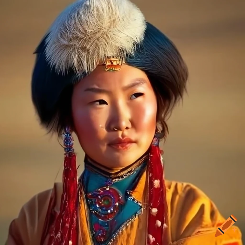 Portrait of a beautiful mongolian woman on Craiyon