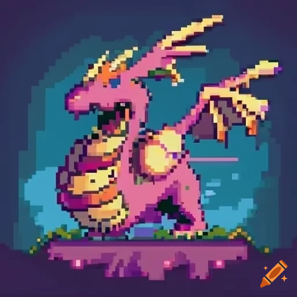 pixel art of a woman riding a dragon in a game