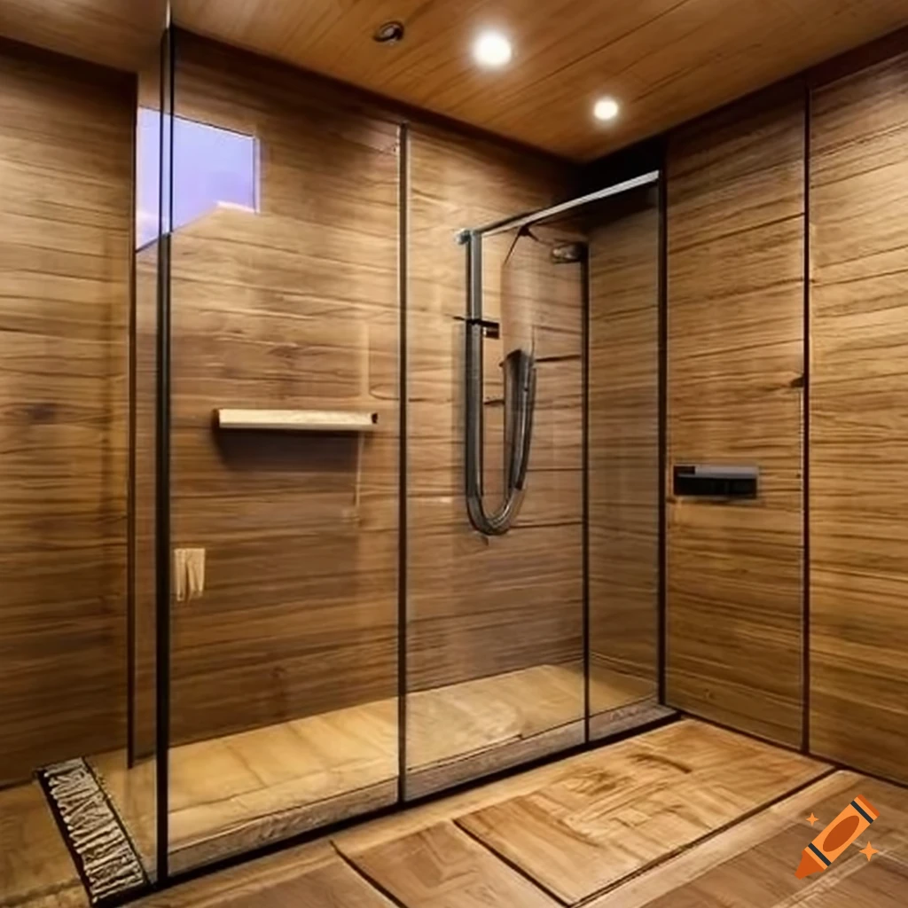 Modern bathroom with curbless shower and hexagon tiles on Craiyon