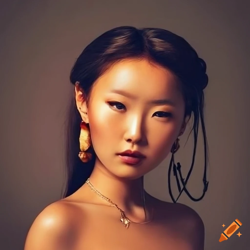 Portrait of a beautiful mongolian woman on Craiyon