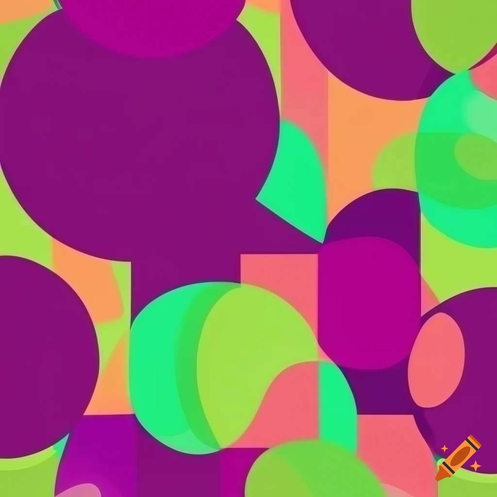70s vintage style vector art with abstract shapes and bright colors
